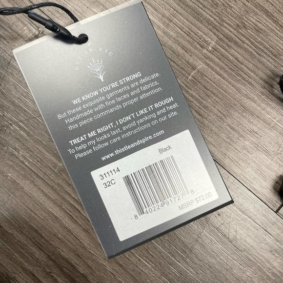 Thistle and Spire Carina Black Lingerie Bra Women's 32C Studded Balconette NWT - Picture 9 of 10